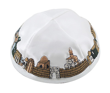 Kippah with Jerusalem Views of Western Wall and David Tower