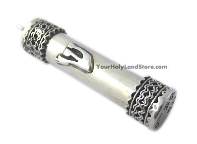 Sterling Silver Mezuzah Pendant with Scroll