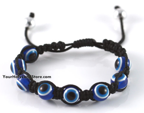 Black Macrame Bracelet with Evil Eyes