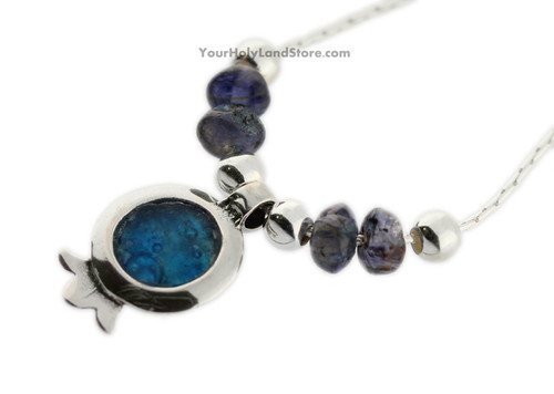 Roman Glass and Anyolite Pomegranate Necklace