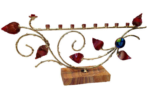 Menorah enameled Enameled Tree of Life Menorah - YourHolyLandStore