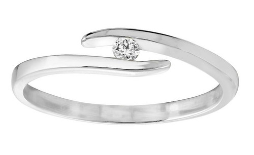 Floating Diamond Ring in 14k White Gold with Custom Engraving in Hebrew 