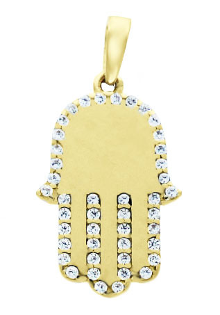 Solid Yellow Gold Hamsa Pendant