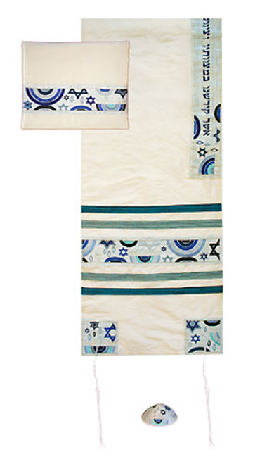 Tallit Set with Stars of David and Menorahs