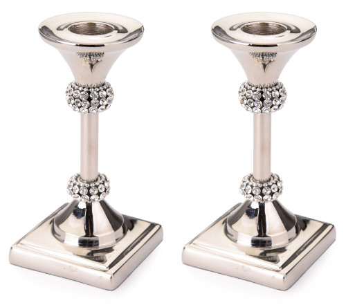 Shabbat Candlesticks with Crystals