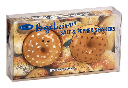 Bagel Shaped Ceramic Salt and Pepper Shakers