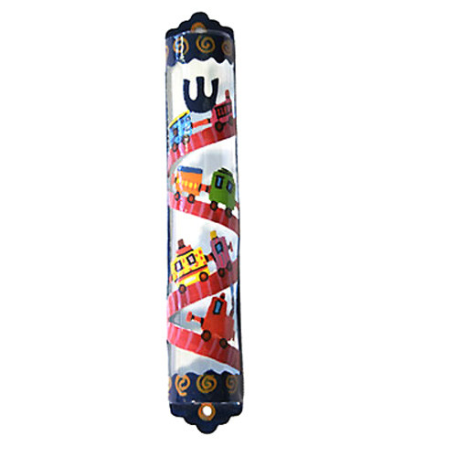 Mezuzah Case with Trains