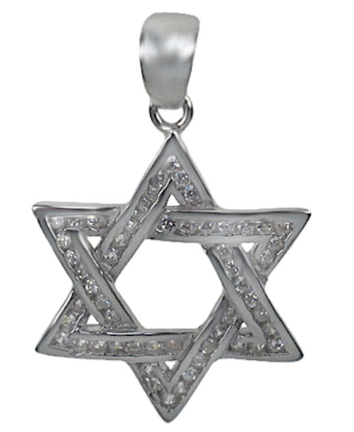 Star of David Pendant - Silver & Cubic Zirconia