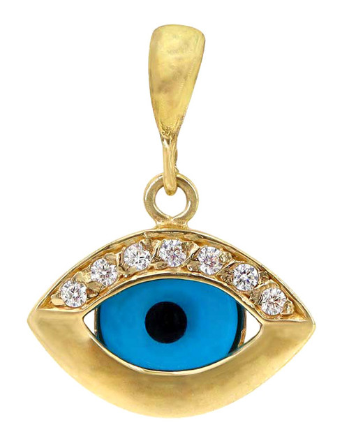10K Yellow Gold & Cubic Zirconia Evil Eye Pendant