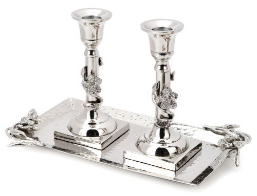 Jeweled Shabbat Candlesticks with Tray