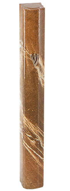 Aluminum Mezuzah Case - Brown Marble Pattern
