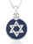 Silver Star of David Pendant with Blue Enamel 