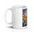 White Glossy Mug with Colorful Hamsa Art