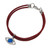 Red Leather Bracelet with Silver & Blue Opal Evil Eye Pendant 