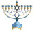 Jeweled Blue and Gold Enameled Hanukkah Menorah with Star of David