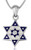 Blue and White Silver Star of David Necklace with Jerusalem