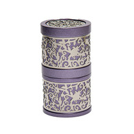 Travel Havdalah Set - Candle Holder & Spice Box - Purple & Silver