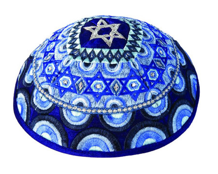 blue klipped kippahs