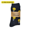 Black Brainstormer Trivia light-bulb socks in a kraft gift band