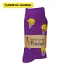 Purple Brainstormer Trivia light-bulb socks in a kraft gift band