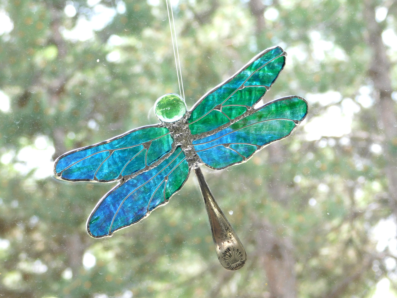 Antique Spoon w Stained Glass Dragonfly Swanky Glass
