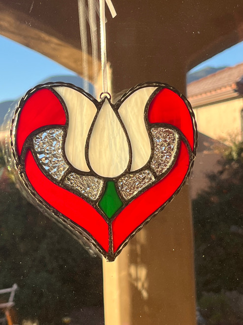 stained glass heart suncatcher