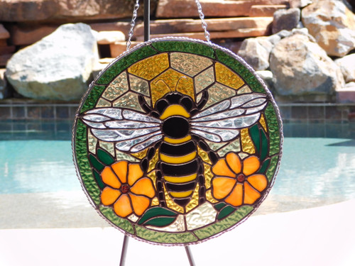 Custom Bee and flowers on Honeycomb for Greg