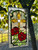 Cross with Red Hibiscus Stained Glass Panel