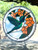 stained glass hummingbird with trumpet vine panel
