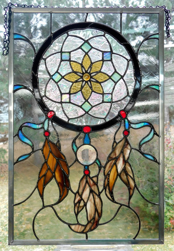 Stunning Stained Glass Dreamcatcher Panel - Swanky Glass