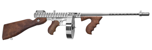Thompson T150DCRTS 1927A-1 Deluxe 45 ACP Caliber with 16.50" Barrel, 20+1 Capacity (Stick), 50+1 Capacity (Drum), Hard-Chrome w/Tiger Stripe Metal Finish, American Walnut Stock Wood Grip Right Hand   