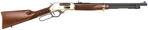 Henry H0244570 Side Gate  Full Size 45-70 Gov 5+1 19.80" Blued Steel Barrel, Polished Brass Receiver, American Walnut Stock Right Hand                                                                  