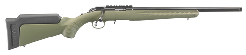 Ruger 8335 American Rimfire Sports South Exclusive Full Size 22 WMR 9+1 18" Satin Blued Threaded Barrel & Alloy Steel Receiver w/Scope Rail, Green Fixed Synthetic Stock, Right Hand                    