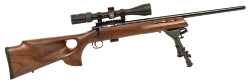 Crickett KSA20030 Model 722 Varmint Package Youth 22 LR 7+1 20" Blued Bull Barrel, Blued Steel Receiver, Fixed Thumbhole Walnut Stock, Includes Simmons 3-9x40mm Scope, Bipod, Case & Scope Rings       