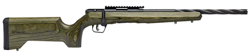 Savage Arms 70551 B Series  Full Size 22 WMR 9+1 18" Matte Black Spiral Fluted Threaded Barrel, Matte Black Carbon Steel Receiver w/Picatinny Rail, OD Green Fixed Laminate Stock, Right Hand           