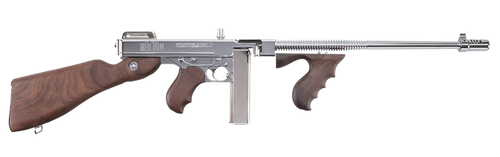 Thompson TI50DCR 1927A-1 Deluxe Carbine 45 ACP Caliber with 18" Barrel, 20+1 Capacity (Stick), 50+1 Capacity (Drum), Hard-Chrome Plated Metal Finish, American Walnut Stock Wood Grip Right Hand        