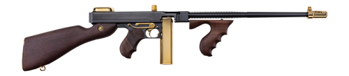 Auto-Ordnance T1ABTG 1927A-1 Deluxe Special Edition Carbine 45 ACP 20+1 18" Black Compensated Barrel, Black Steel w/Titanium Gold Appointments Receiver, American Walnut Furniture, Gold Plated Buttplat
