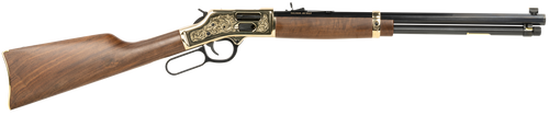 Henry H006GCD Deluxe Side Gate  Full Size 45 Colt (Long Colt) 10+1 20" Blued Octagon Barrel, Polished Brass Engraved Receiver, Drilled & Tapped, Fixed American Walnut Stock Ambidextrous               