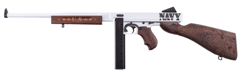 Thompson TM1C5 Navy 250th Anniversary 45 ACP 30+1 16.50" Arctic White & Savage Stainless Cerakote Arctic Steel Barrel & Receiver, Engraved Walnut Fixed Stock, Engraved Wood Grip                       