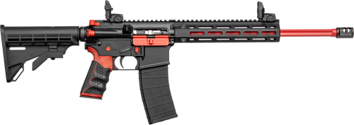 Tippmann Arms A101111 M4 Redline MSR 22 LR 25+1 16" Red Parkerized Fluted Threaded Barrel, Matte Black/Red Aluminum Receiver w/Picatinny Rail, M-LOK Handguard, Black Adj CAR15 Polymer Stock, Red/Black