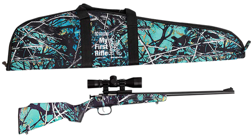Crickett KSA2172BSC My First Rifle Package 22 S/L/LR Single Shot 16.10" Blued Steel Barrel & Receiver, Muddy Girl Serenity Synthetic Fixed Stock, 4x32 Scope                                            