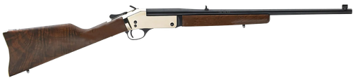 Henry H015B44 Single Shot  44 Rem Mag Caliber with 1rd Capacity, 22" Blued Barrel, Polished Brass Metal Finish & American Walnut Stock, Right Hand (Full Size)                                          