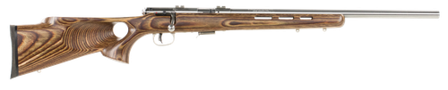 Savage Arms 96200 93R17 BTVSS Full Size 17 HMR 5+1 21" Satin Heavy Button Rifled Barrel, Satin Drilled & Tapped Stainless Steel Receiver, Natural Brown Thumbhole Laminate Stock, Right Hand            