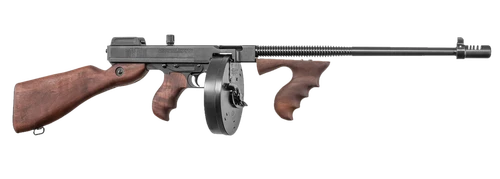 Thompson T150D 1927A-1 Deluxe 45 ACP Caliber with 16.50" Barrel, 20+1 Capacity (Stick), 50+1 Capacity (Drum), Blued Metal Finish, American Walnut Stock Wood Grip Right Hand                            