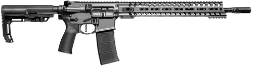 Patriot Ordnance Factory 01645 Minuteman Direct Impingement 5.56x45mm 30+1 16.50" Nitride Treated Threaded Barrel, Tungsten Cerakote Receiver, Synthetic 6 Position MFT Minimalist Stock                