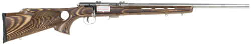 Savage Arms 94725 93 BTVS Full Size 22 WMR 5+1 21" Satin Stainless Heavy Barrel, Satin Drilled & Tapped Stainless Steel Receiver, Natural Brown Thumbhole Laminate Stock, Right Hand                    