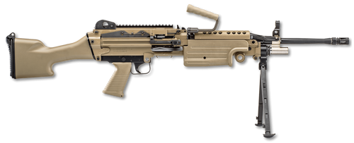 FN 46100170 M249S  5.56x45mm NATO 18.50" Barrel 30+1 Mag Or 200rd Belt Capacity, Flat Dark Earth Fixed Hydraulic Buffer Stock, Non-Slip Buttplate, Optics Ready                                         