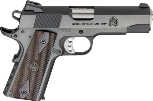 Springfield Armory PX9417 1911 Garrison 9mm Luger 9+1 4.25" Stainless Match Grade Barrel, Blued Serrated Carbon Steel Slide & Frame w/Beavertail, Thinline Wood Grip                                    