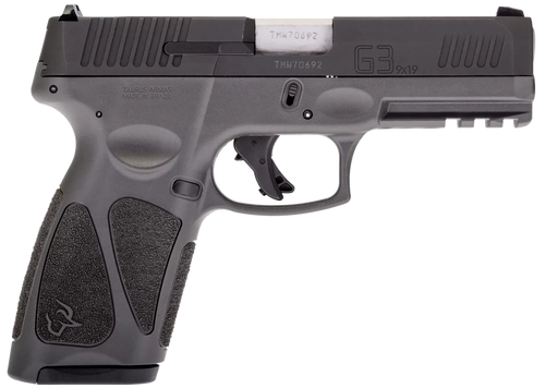 Taurus 1G3B941G G3  Full Size Frame 9mm Luger 15+1/17+1 4" Matte Stainless Steel Barrel, Matte Black Tenifer Serrated Steel Slide, Gray Polymer Frame w/Picatinny Rail, Gray Polymer Grip, Right Hand   