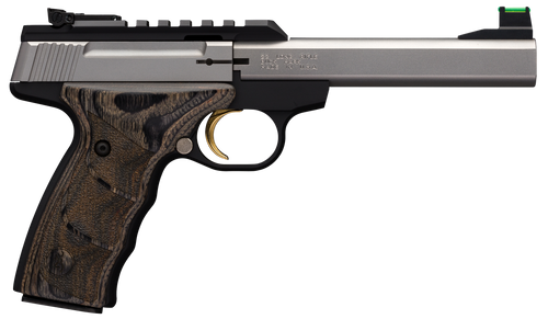 Browning 051531490 Buck Mark Plus 22 LR 10+1 5.50" Slab Side Barrel, Stainless Optic Ready/Serrated Steel Slide, Matte Black Aluminum Frame & Black Laminate UDX Grips                                  